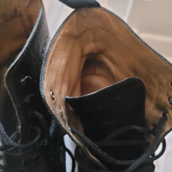 1901 Wingtip Men's boots brogue Oxford lace up leather shoes Size 11 black - Picture 6 of 15